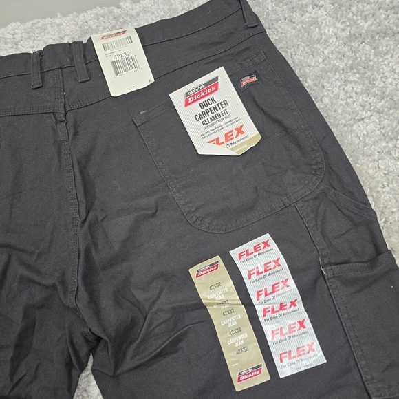 Dickies Pants Mens 42x32 Black‎ Duck Carpenter Relaxed Fit Flex Outdoors Work - Picture 4 of 12